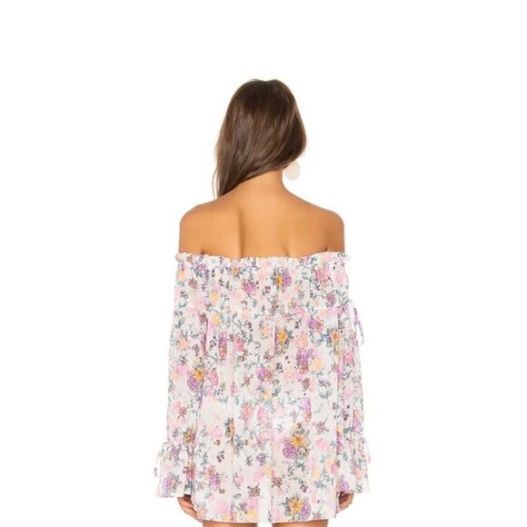 REVOLVE Tularosa Brogan Floral Off-Shoulder Mini Dress in Pastel Floral - Picture 2 of 3